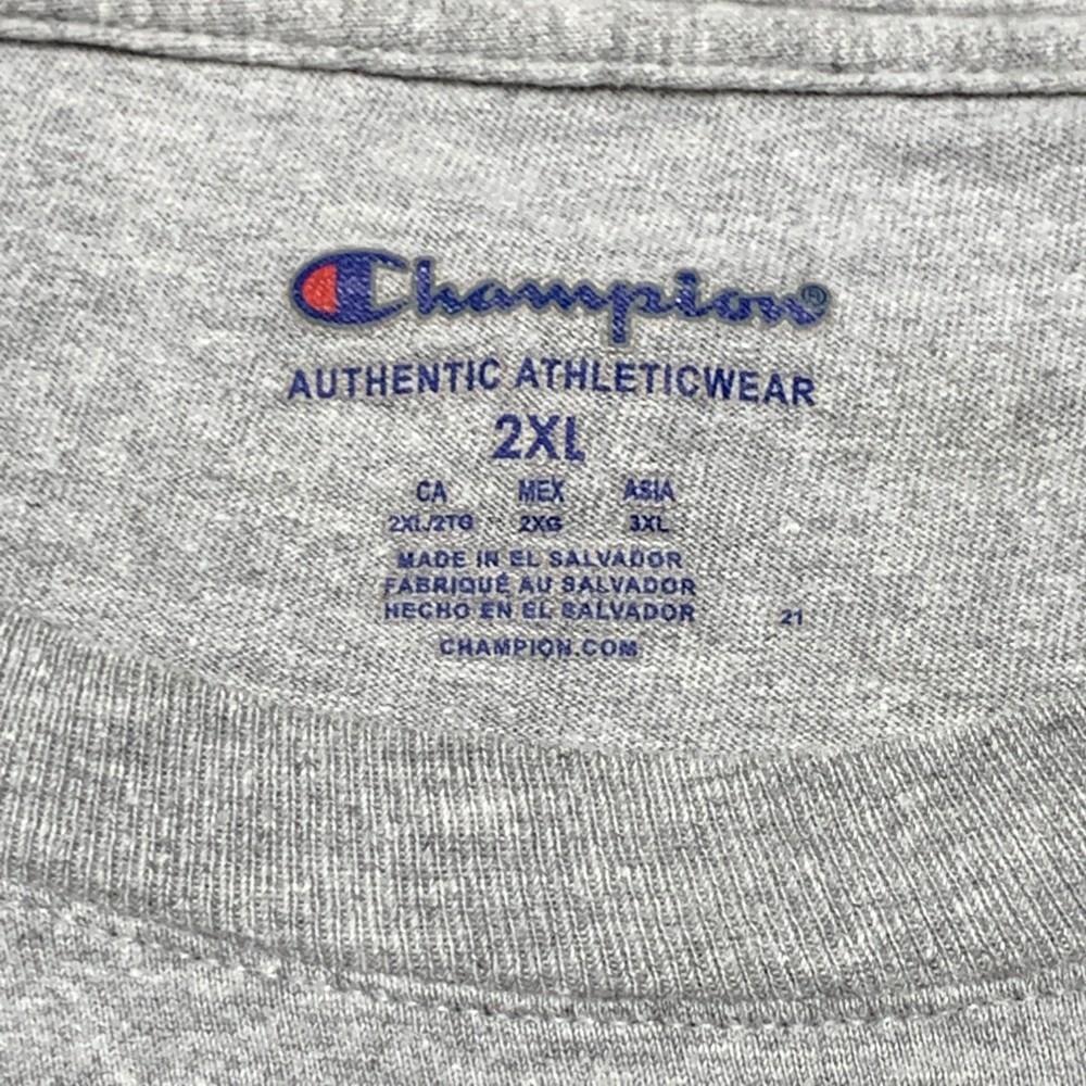 Vintage Champion T Shirt Mens 2XL Gray Short Sleeve Logo Classic Streetwear - Picture 8 of 16